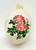 Unknown Hand Painted Pink Cosmos with Blue Butterfly Easter Egg Hanging Ornament, floral decorative egg with pink flowers, green leaves, and yellow accents.