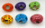 Unbranded Ceramic Easter Eggs Hand Painted Speckled Lot of 6, colorful hand painted ceramic Easter eggs with speckled patterns in orange, purple, green, yellow, blue, and pink.