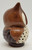 Unknown Vintage Ceramic Owl Candle Holder, brown and white glazed ceramic owl-shaped candle holder with holes for light, vintage decorative piece