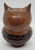 Unknown Vintage Ceramic Owl Candle Holder, brown ceramic owl-shaped decorative candle holder with detailed features.