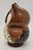 Unknown Vintage Ceramic Owl Candle Holder, brown and cream-colored owl-shaped ceramic decorative item for candles.