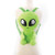 Sleepyville Critters Baby Alien Stuffed Backpack, green alien plush toy backpack with big black eyes and small antennae.