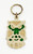 Unknown Vintage Stained Glass Style Owl Keychain, detailed owl-shaped keychain with green and glitter accents, featuring stained glass-inspired design and a gold-tone finish.