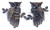 Unknown Vintage Owl Metal Wall Art, made in Hong Kong, featuring two intricately detailed black and gold owls with leaves.