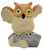 Front of vintage ceramic Great Horned Owl with raised wings on log base