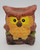 Unknown Vintage Ceramic 3.5-inch Tall Owl Candle Holder, colorful decorative owl with yellow eyes, perched on a brown branch.