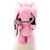 Comeco Naughty Bunny Stuffed Backpack, pink plush bunny backpack with black stitched facial details and floppy ears, designed for children.
