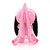 Comeco Naughty Bunny Stuffed Backpack, pink plush bunny backpack with black ears and zippered compartment at the back.