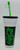 Coca-Cola Black with Green Enjoy Coca-Cola & Coke Plastic Travel Cup, a transparent plastic tumbler with black lid featuring the Coca-Cola logo and a green flexible straw.