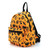 Comeco Inc Comeco Orange Halloween Collage Mini Backpack in Nylon, with spooky pumpkin, bat, black cat, witch hat, spider and ghost illustrations.
