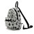 Comeco Celestial Cat Collage Mini Backpack in Nylon, black and white printed backpack with celestial and cat pattern, front zipper pocket, adjustable straps, and top carrying handle.
