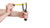 Stranger Things by Fred Stranger Things Lucas's Slingshot Shooting Game, person holding a yellow slingshot with a hand, isolated on white background.