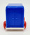 AVIVA Toy Co 1965 Peanuts Snoopy's Ice Cream Truck, vintage blue and red plastic toy ice cream truck from 1965 with double doors on the back.
