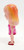 Go Go Doll Vintage Hand Painted Go Go Doll - Pink Flowers Dress, side view of a collectible figurine with painted hair and a pink floral dress.