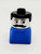 Lego Duplo 2x2x2 Male on Blue Base with Black Hair and Mustache Brick Figure