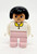 LEGO Duplo 1992 Family Home Bucket - Female Figure (Pink Legs, White Blouse, Black Hair)