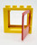 Lego DUPLO Door / Window Frame, yellow frame with a red door.