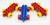 Lego LEGO DUPLO Car Base 2 x 6, colorful red, blue, and yellow LEGO Duplo car bases and wheels on white background.