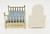 Fisher-Price Doll House Decorator Set #255 Bedroom, miniature bedroom furniture including a gold bed with a blue floral mattress and a white headboard