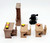 BANDAI Bandai 1986 Maple Town Story School Furniture Set, miniature wooden desks, chairs, and a black school lantern on a white background.
