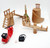 BANDAI Bandai 1986 Maple Town Story Outdoor Playground Set, miniature wooden playground accessories including a slide, ladder, tree stump, and swings.