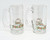 Libbey Glass Company Libbey Christmas Green and Red Holly Beer Mug Set of 4, clear glass beer mugs with festive holly and ribbon design, suitable for holiday celebrations.