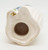 Unbranded Vintage 3.5-inch Ceramic Owl Pomander, shown from the bottom view with visible wear and a small chip on the surface.