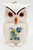 Unbranded Vintage 3.5' Ceramic Owl Pomander, white owl-shaped ceramic ornament with painted blue flowers and orange details on the face.