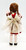 Danbury Mint 1986 Norman Rockwell's Young Ladies "Check Up" 10" Porcelain Doll, back view of vintage porcelain doll with brown braided hair, wearing a worn vintage dress and a beige coat, showing signs of age and dirt.