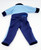 Fisher-Price My Friend Doll #224 Jogging Outfit, a doll's blue and black jogging outfit laid flat on a white surface.