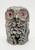Unbranded Vintage Plastic Grey Owl Figurine with Purple Eyes, Made in Hong Kong, detailed design and textured surface.