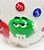 Benjamin & Medwin 2001 M&M Ceramic Utensil Holder featuring a colorful green M&M character with glasses and a white outfit, surrounded by red and blue M&M-themed decorative elements.
