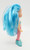 PLAYSKOOL 1991 My Pretty Mermaids Water Lily Doll, side view of a mermaid doll with long blue hair, pink tail, and mermaid fins, on a white background.