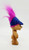 Russ Berrie & Co RUSS 5" Troll with Purple Hair and Blue Hat, toy troll figure with bright pink hair and a blue hat, side view.
