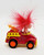Russ Berrie & Co RUSS SL Red Hair Troll Driving Fire Truck Pull Back Toy, a small red toy fire truck with bright red hair troll figure inside