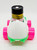 AMLOID Corp AMLOID Jumpin' Jimmy Racer Pull Toy, colorful plastic toy resembling a race car with a can attached on top, featuring pink wheels and a white body with green accents.