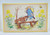 E-Otto Schmidt Lebkuchen und Honig Die Haschenschule Tin Box, vintage illustration of a rabbit in blue coat carrying honey and gingerbread, surrounded by yellow flowers and a butterfly.