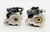 Unknown Adrianne Black Rearing Horses Salt & Pepper Shakers Made in Japan, ceramic horse figure salt and pepper shakers with black glaze and cream details.
