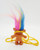 Unknown Vintage 2-inch Troll Doll with Rainbow Hair Necklace, made in Korea, featuring colorful synthetic hair and a small terracotta-like body with a yellow necklace.