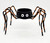 Unbranded Halloween Black and Orange Metal Spider Tea Light Votive Candle Holder, spider-shaped with black body, orange-striped legs, and white eyes for Halloween decoration.