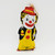 Nadel & Sons Toy Corp Hanging Plush Clown Holding Bear and Bell, colorful clown toy with red nose, yellow outfit with red dots, and a small bear in hand.