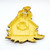 HOMCO Vintage Homco Chipmunks Birdhouse Wall Hanging Home Decor, bottom view of the yellow metal birdhouse with chipped edges and a chipmunk design.