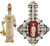 Super7 - Ghost ReAction - Papa Nihil with Sunglasses 2020 SDCC Exclusive Figure with Damaged Card, collectible vinyl figure of Papa Nihil in ornate white and gold robe with skeletal face, holding a saxophone, displayed alongside its fold-out display with packaging.