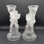 Vintage Clear Glass With Frosted Cherub Candle Stick Holders