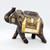 Pier 1 Wooden Elephant Carved Figurine Brass Inlay