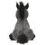 Hellion black unicorn 7-inch Plush that is gray with black mane, horn and snout with red eyes rear view.