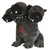 Hellion Cerberus 8-inch Stuffed Plush that is gray with black mouth, ears and studded collars with red eyes side view