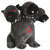 Hellion Cerberus 8-inch Stuffed Plush that is gray with black mouth, ears and studded collars with red eyes side view