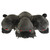 Hellion Cerberus 8-inch Stuffed Plush that is gray with black mouth, ears and studded collars with red eyes top view