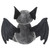 Hellion Vampire Bat 5-inch Plush that is gray with black ears, wings and feet with red eyes and mouth with 2 white fangs rear view